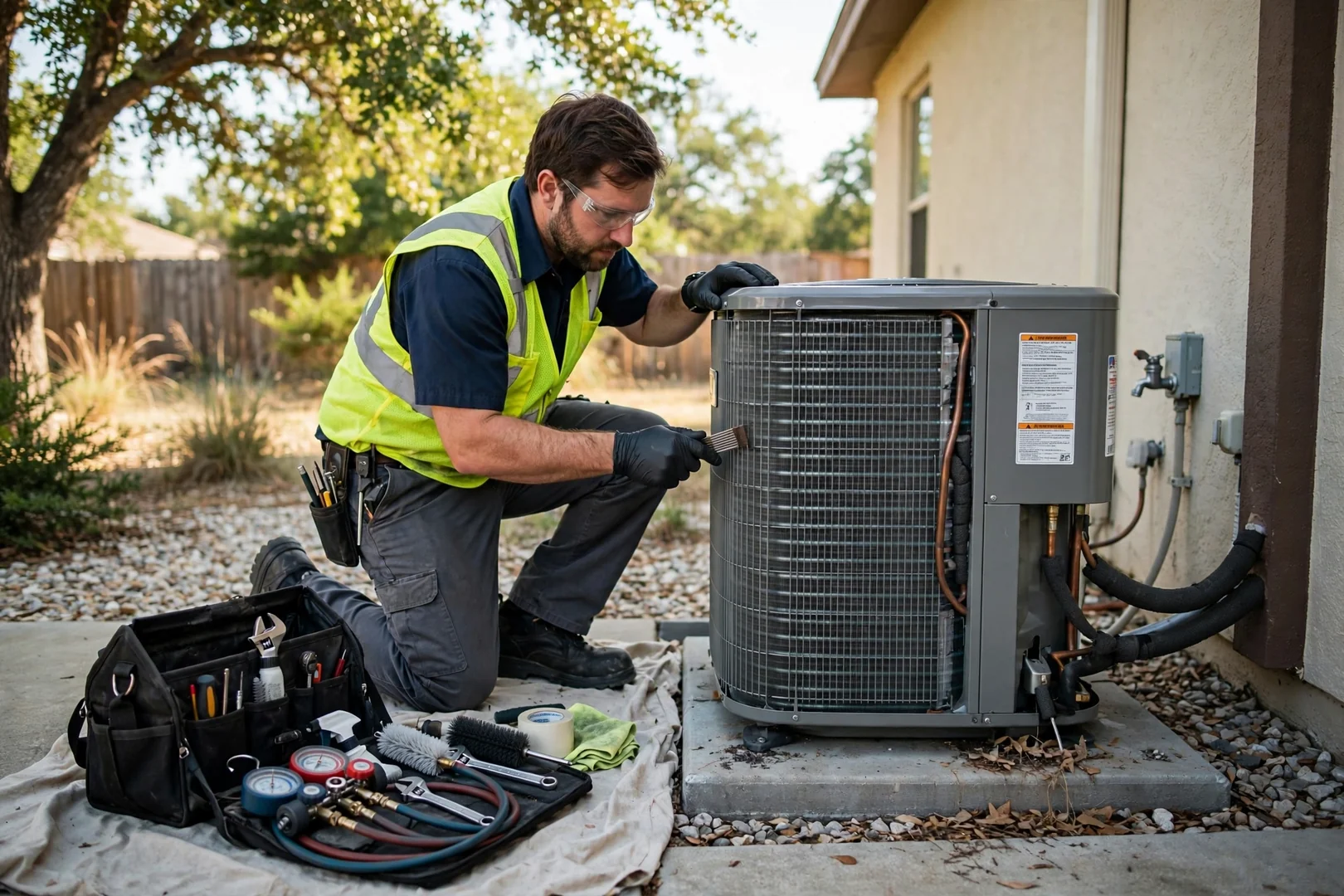 Homeowner reviewing a written AC repair estimate at home