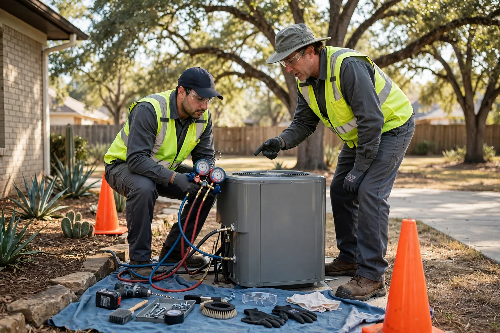 Technician reviewing duct cleaning results with a homeowner