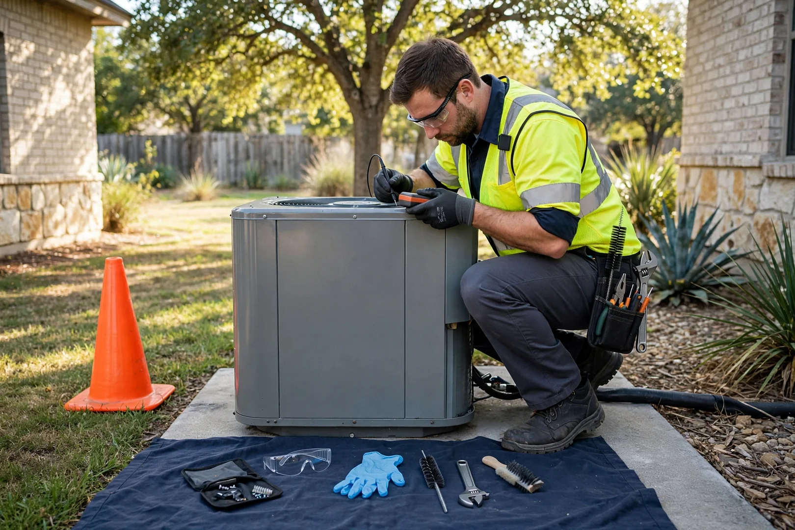 Homeowner and technician reviewing a furnace repair estimate