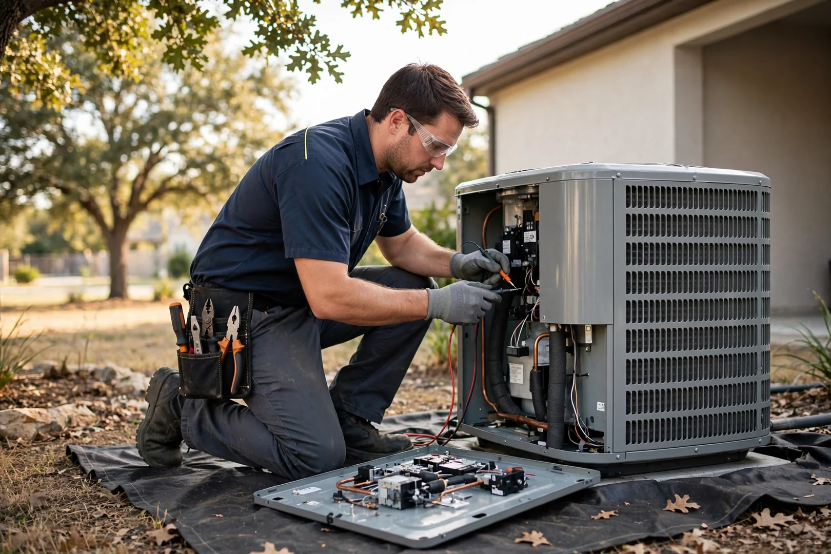 Homeowner reviewing a written HVAC tune-up estimate at home